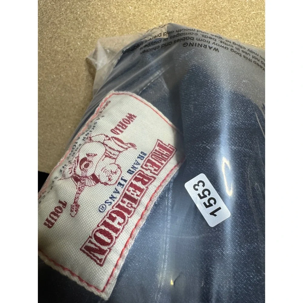 True Religion Mens Section Straight‎ Jeans Indigo Blue Whiskered Size 29 x 32